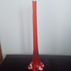 Vintage Murano Italian Tall Twisted Slim Red Elephant Foot Stem